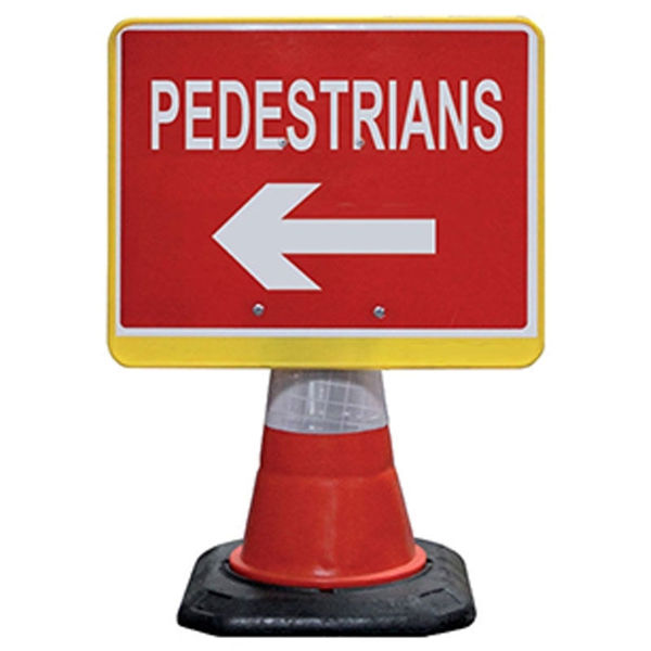 Picture of JSP HCA070-201-100 5 x Portacone Sign Black Pedestrian Left