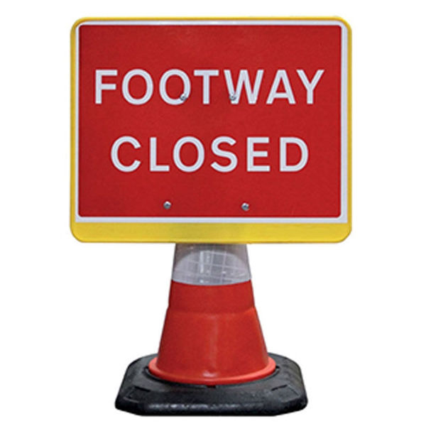 Picture of 5 x Portacone™ Sign Black Footway Closed