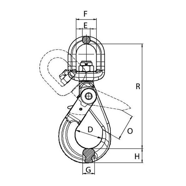 Picture of GT Lifting G10SSLH6 Grade 10 Eye Swivel Self Locking Hook