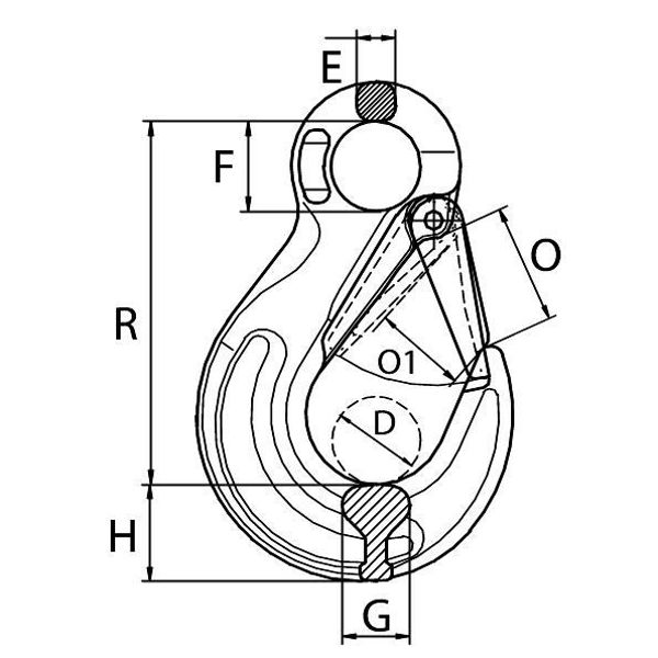 Picture of GT Lifting G10ESH6 Grade 10 Eye Type Sling Hook C/W Safety Latch