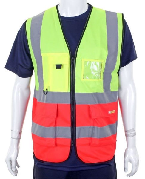 Picture of Bclick HVWCTTSYRE Two Tone Executive Waistcoat Yellow/Red