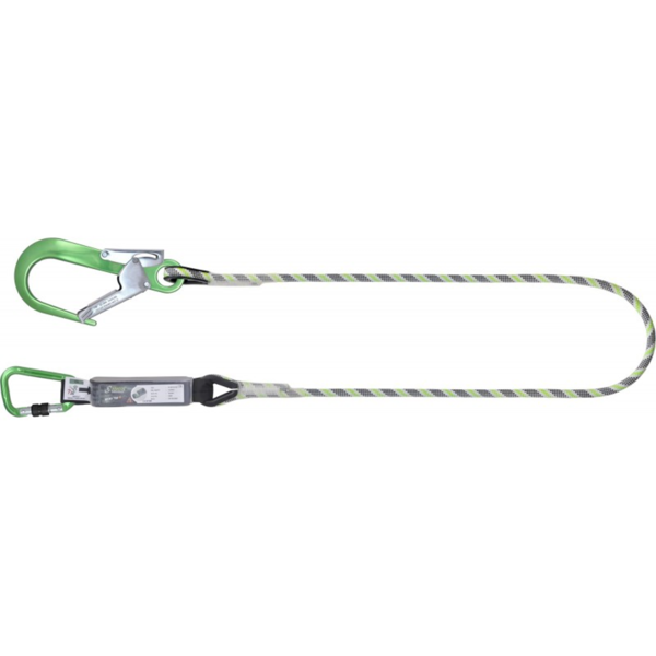 Picture of Kratos FA 30 512 20 2.0m Energy Absorbing Kernmantle Rope Lanyard W/ Green Aluminium Hooks