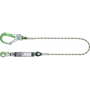Picture of Kratos FA 30 513 20 2.0m Energy Absorbing Kermantle Rope Lanyard W/ Green Aluminium Hooks