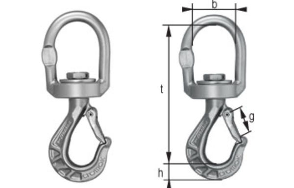 William Hackett Cromox Grade 6 Swivel Sling Load Hooks with Eyelet