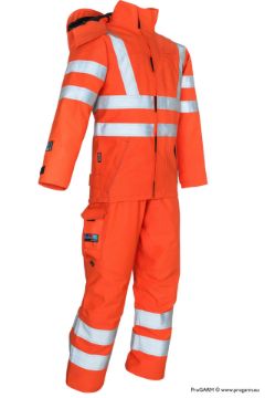 ProGARM 4690 Orange Hi-Vis Arc-Flash Overalls with Kneepad Pockets