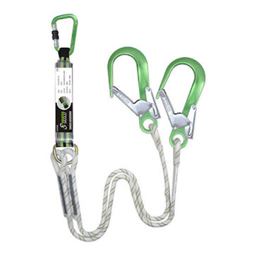 Picture of Kratos FA 30 610 15 1.5m Forked Energy Absorbing Kernmantle Rope Lanyard W/ Green Aluminium Hooks