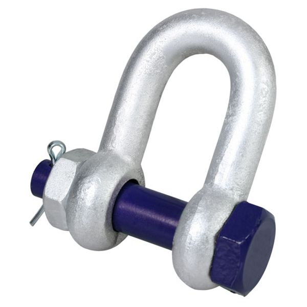 GT Blue Pin Standard Dee Shackles With Safety Nut And Bolt Pin	