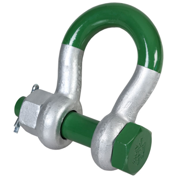 Green Pin Super Bow Shackles with Safety Nut and Bolt Pin	