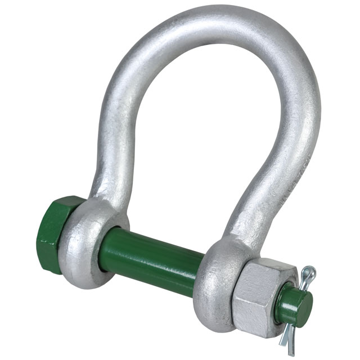 Green Pin BigMouth Bow Shackles with Safety Nut and Bolt Pin	