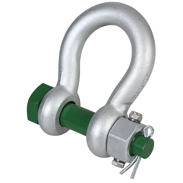 Green Pin Standard Bow Shackles with Fixed Nut Safety Pin	