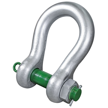 Green Pin Heavy Duty Bow Shackles with Safety Nut and Bolt Pin	