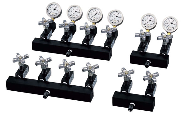 Yale MY Manifolds W/Shut Off Valves & Pressure Gauges