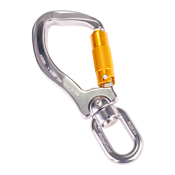 RidgeGear 22mm Aluminium Triple Action Karabiner with Swivel Hook and Captive Eye