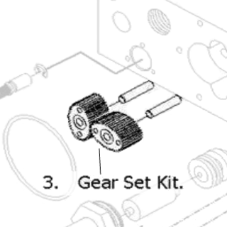 3 . - Gear Set Kit- Stainless Steel Low Flow (2 x Gears, 2 x Posts & 1 x 'O' Ring)