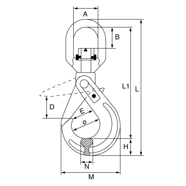 Picture of GTLifting  G80SSLHCobra G80 Swivel Self Locking Hook