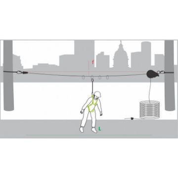 Kratos FA 60 007 02 Horizontal Temporary Lifeline with Crossover Rings