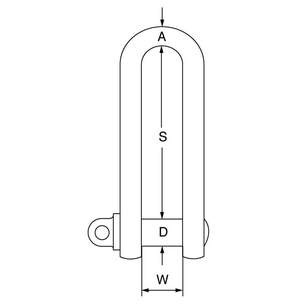 Picture of Stainless Steel Long Dee Type Shackle - SSLDS