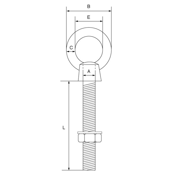 Picture of Stainless Steel Long Shank Eyebolt with Nut & Washer - SSEBL