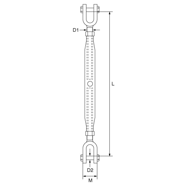 Picture of Stainless Steel Closed Body Rigging Screws c/w Locknuts Jaw - Jaw