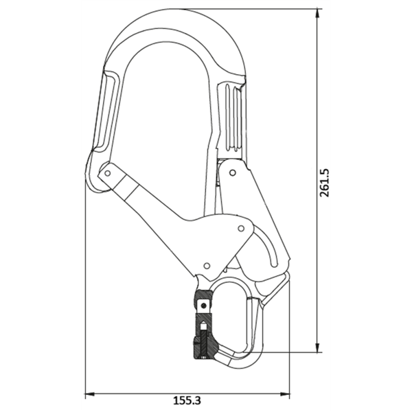 Kratos FA 50 226 60 Aluminium Double Action Pin Opening Eye Scaffold Hook