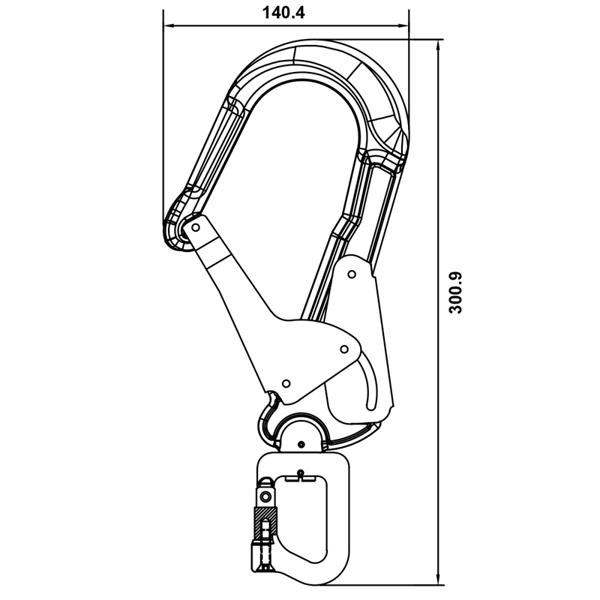 Kratos FA 50 227 60 Aluminium Double Action Pin Opening Eye Swivel Scaffold Hook