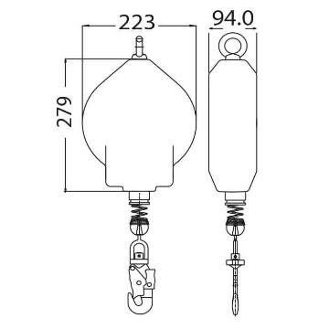 Kratos FA 20 400 15/20 Olympe - Retractable 4.5mm Wire Rope Fall Arrest Block with Polymer Casing