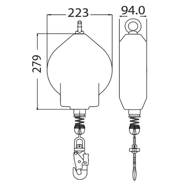 Kratos FA 20 400 15/20 Olympe - Retractable 4.5mm Wire Rope Fall Arrest Block with Polymer Casing