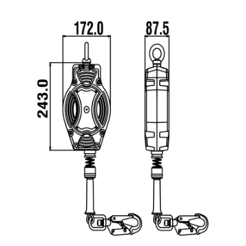 Kratos FA 20 402 10 Helixon-S - Retractable 4.8mm Wire Rope Fall Arrest Block with Polymer Casing