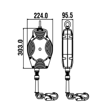 Kratos FA 20 402 20 Helixon - Retractable 4.5mm Wire Rope Fall Arrest Block with Polymer Casing