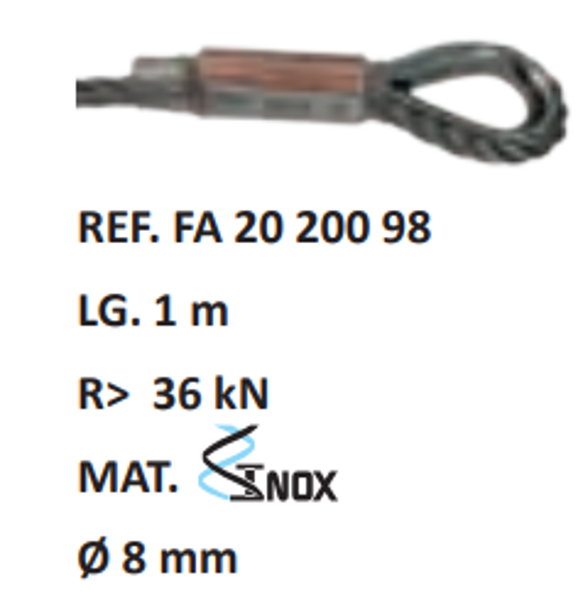 Kratos FA 200 98 - 1st mtr of Wire Rope with Thimble & U Bolt