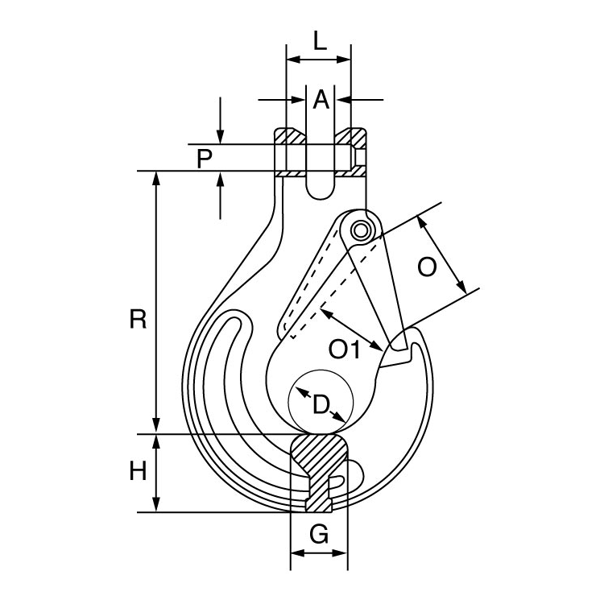 Picture of Grade 8 Clevis Sling Hook c/w Safety Catch