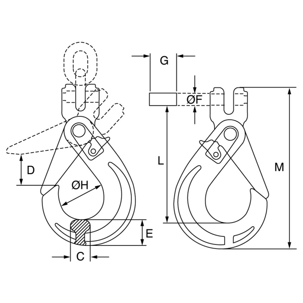 Picture of Grade 8 Clevis Self Locking Hook - G8CSLHL