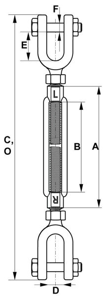 Picture of Galvanised Drop Forged Turnbuckles Jaw - Jaw