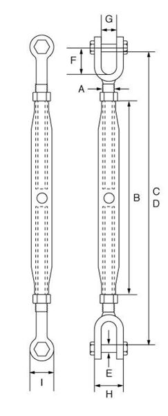 Picture of Galvanised Closed Body Rigging Screws Jaw- Jaw