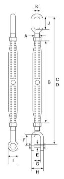 Picture of Galvanised Closed Body Rigging Screws Jaw - Eye