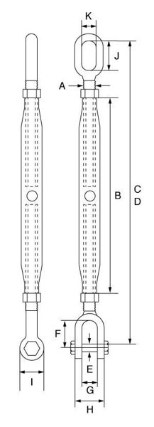 Picture of Galvanised Closed Body Rigging Screws Jaw - Eye