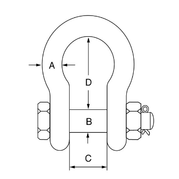 Picture of GT Stainless Steel Load Rated Safety Pin Bow Shackle