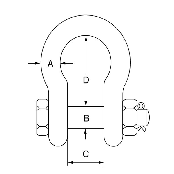 Picture of GT Stainless Steel Load Rated Safety Pin Bow Shackle