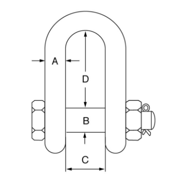 Picture of GT Stainless Steel Load Rated Safety Pin Dee Shackle