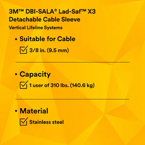 Picture of DBI-SALA 6160054 Lad-Saf X 3 Detachable Cable Sleeve Traveller