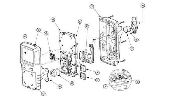 BW GasAlertMax XT II exploded view