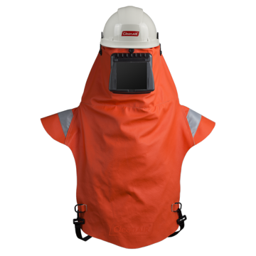 Picture of CleanAir - 718390 - CleanAIR ARES II leather welding hood, visor 110x90,removable hard hat